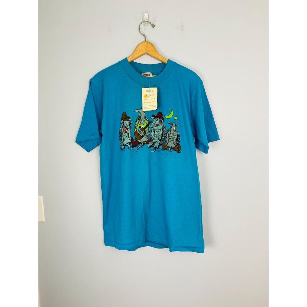 Vintage Deadstock Cowboy Armadillo Graphic T-shirt, Size L, Funny 90s T-shirt